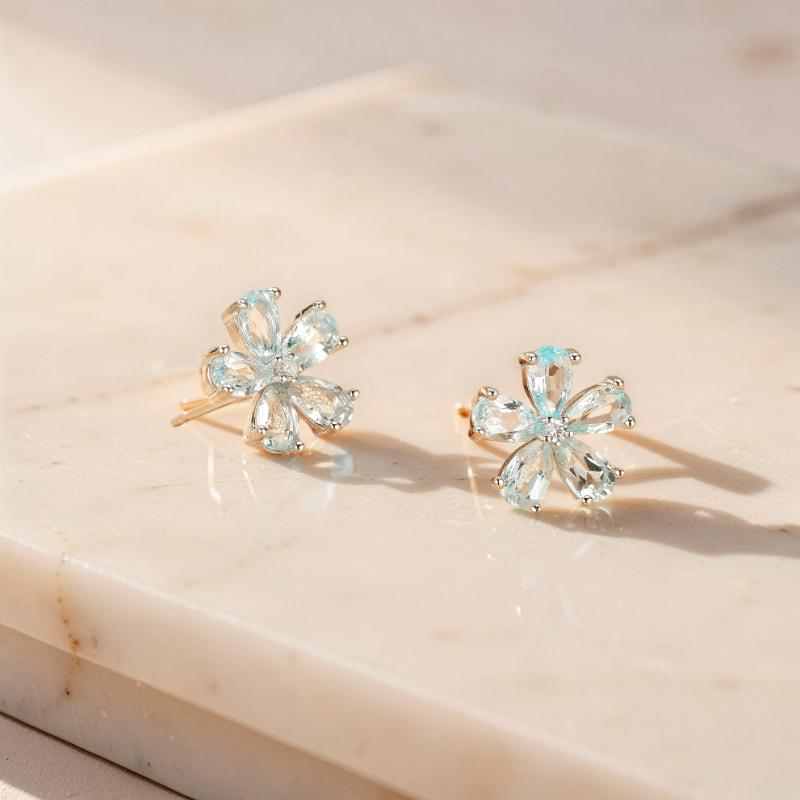 Boucles d'Oreilles Topaze – Fleur D'horizon, Argent