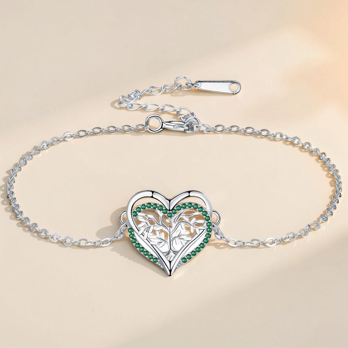 Bracelet Arbre de Vie – Cœur Végétal, Argent