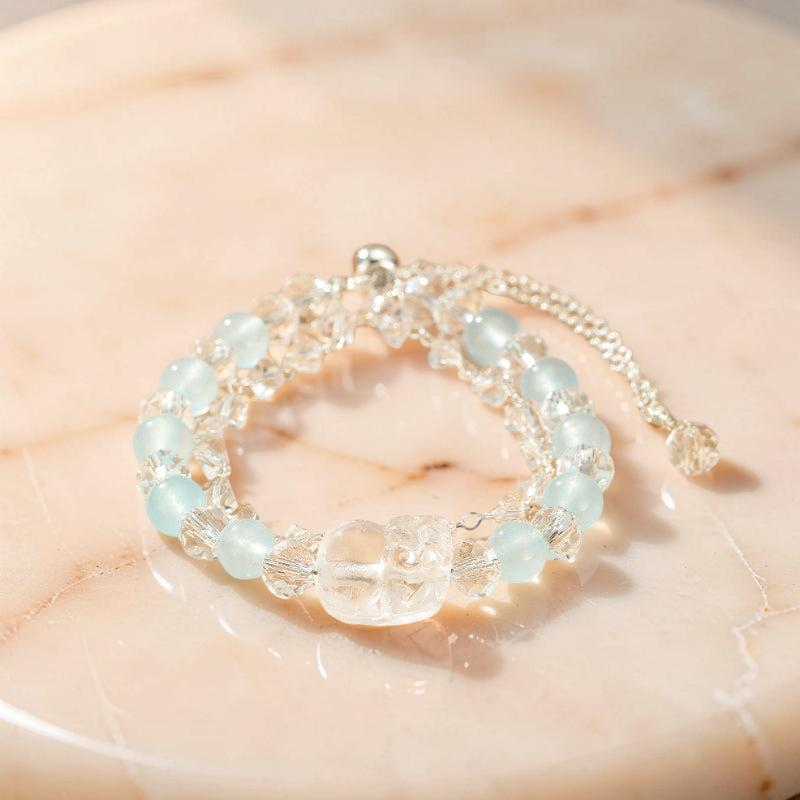 Bracelet Aigue-marine et Cristal de Roche – Garde Précieux, Alliage