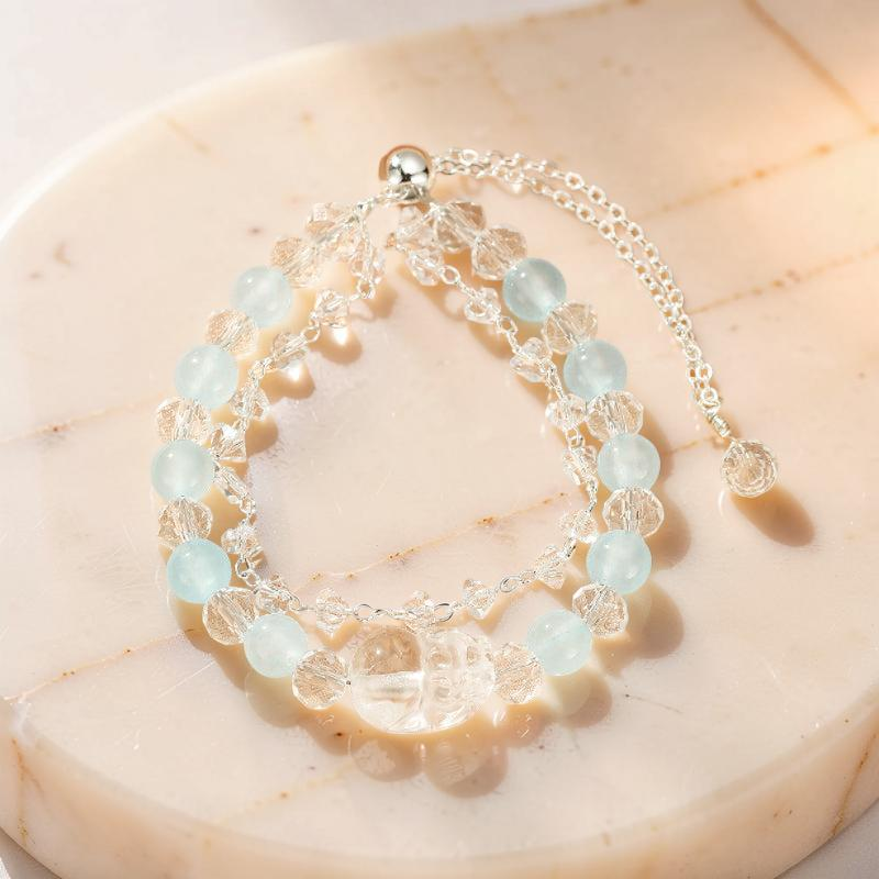 Bracelet Aigue-marine et Cristal de Roche – Garde Précieux, Alliage