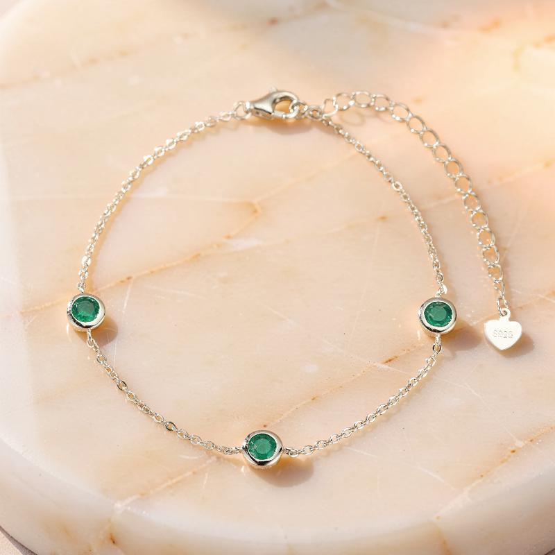 Bracelet Émeraude – Éclat de Printemps, Argent