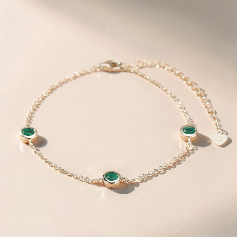 Bracelet Émeraude – Éclat de Printemps, Argent