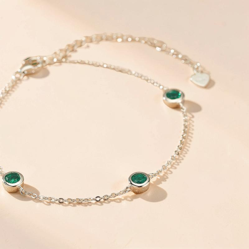 Bracelet Émeraude – Éclat de Printemps, Argent