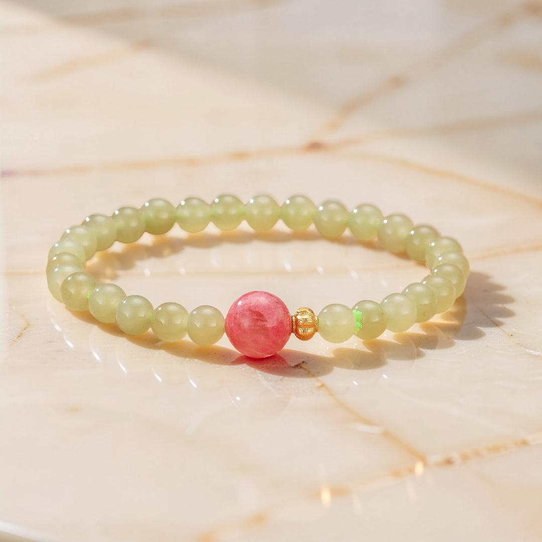 Bracelet Rhodonite et Jade – Duo Bien-Être