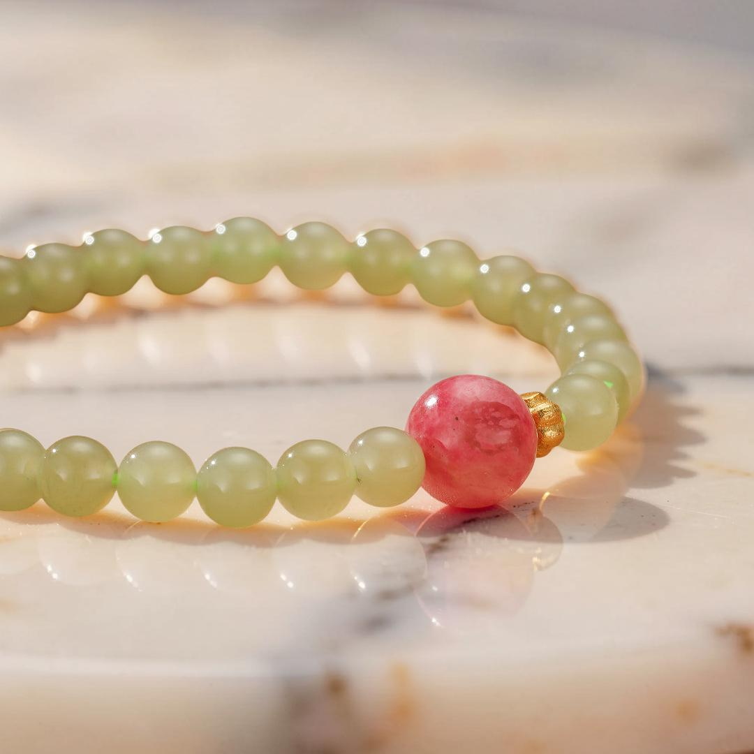 Bracelet Rhodonite et Jade – Duo Bien-Être