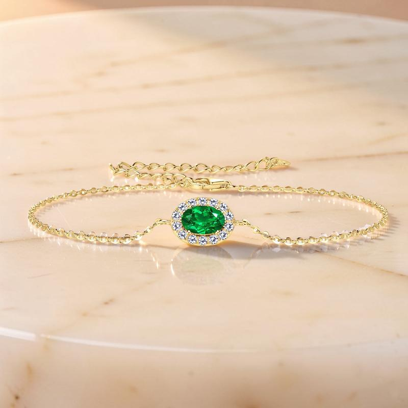 Bracelet Émeraude – Souffle de Nature, Argent Plaqué Or