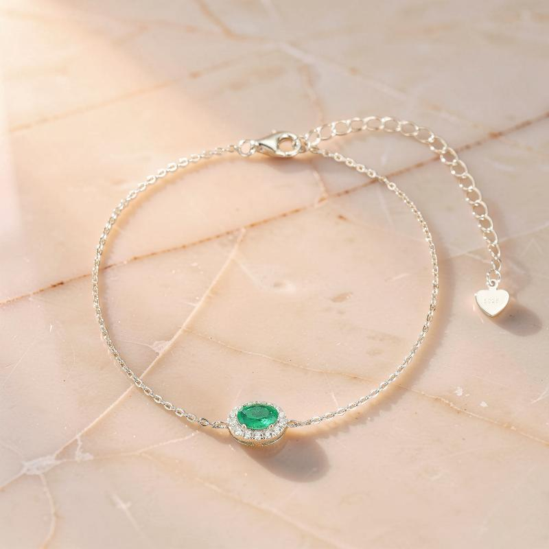 Bracelet Émeraude – Souffle de Nature, Argent Plaqué Or