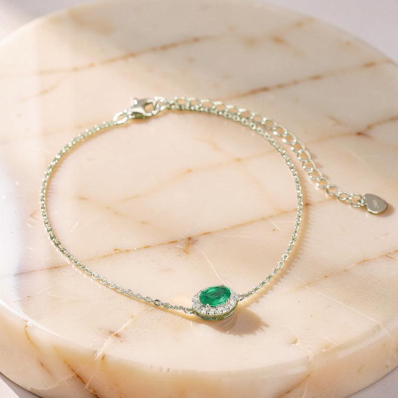 Bracelet Émeraude – Souffle de Nature, Argent Plaqué Or