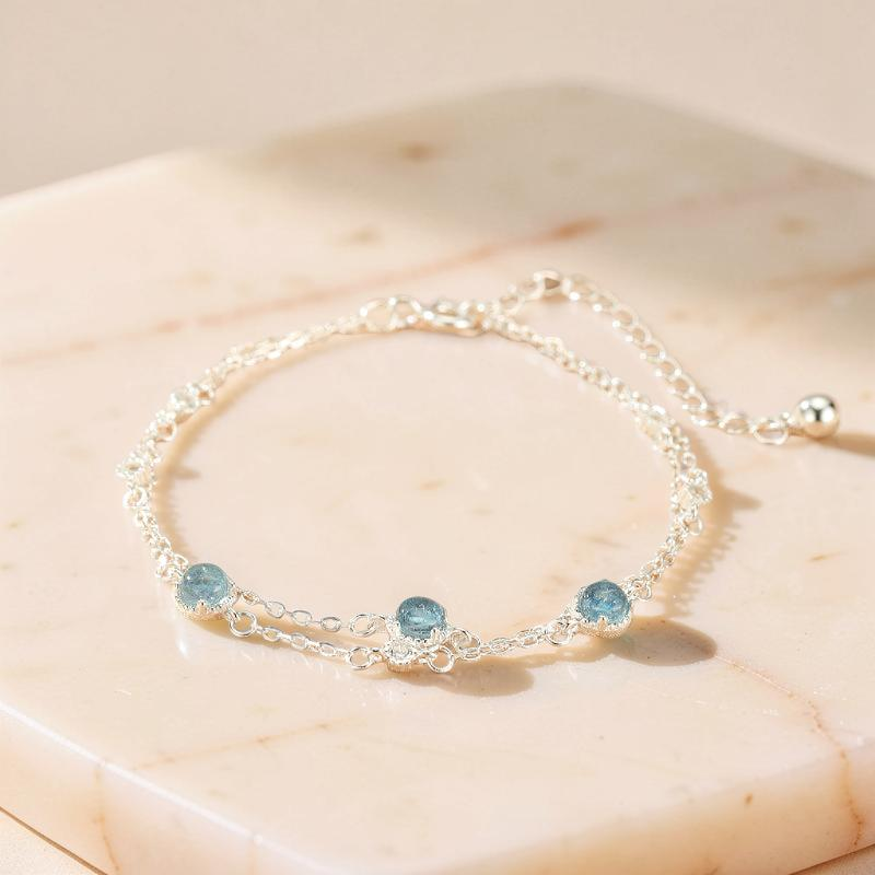 Bracelet Aigue-Marine – Sérénité Bleue, Argent 925