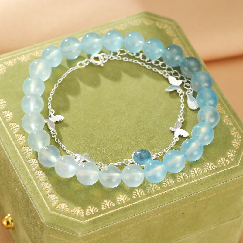 Bracelet Aigue-Marine – Papillon d'Océan, Argent 925