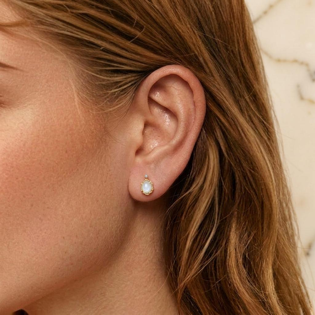 Clous d'oreilles Aigue marine – Vague Céleste, Argent 925