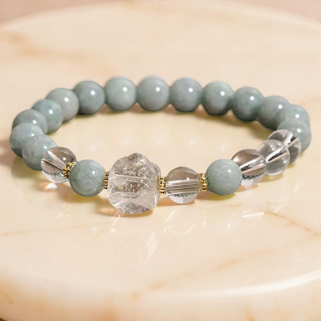 Bracelet Jade et Cristal de Roche – Clarté Céleste