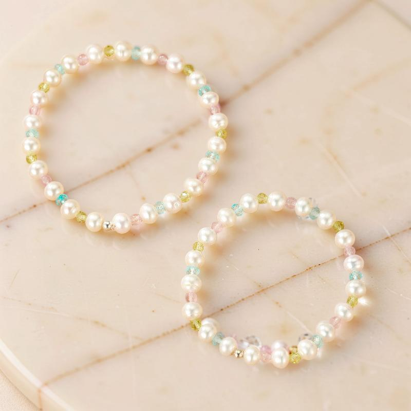 Bracelet Perle, Péridot, Topaze et Améthyste – Reflet Envoûtant
