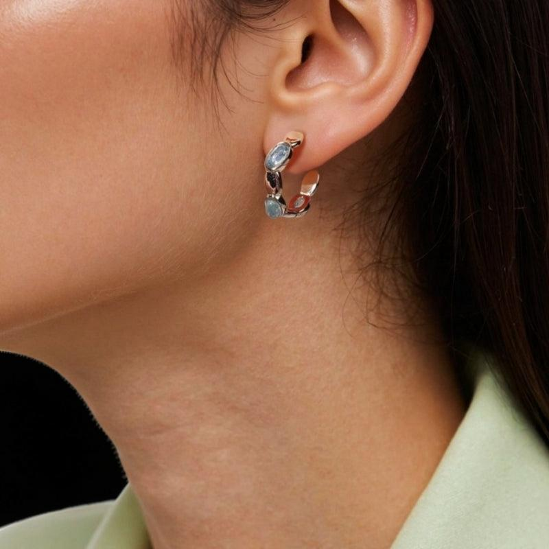 Boucles d'oreilles Aigue marine – Reflets Océan, Argent