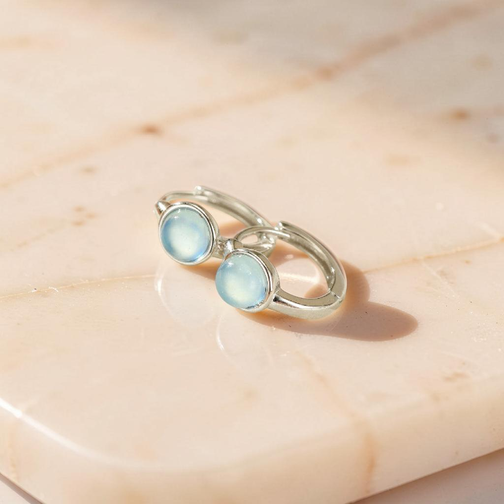 Boucles d'oreilles Aigue marine – Lumière Marine, Argent