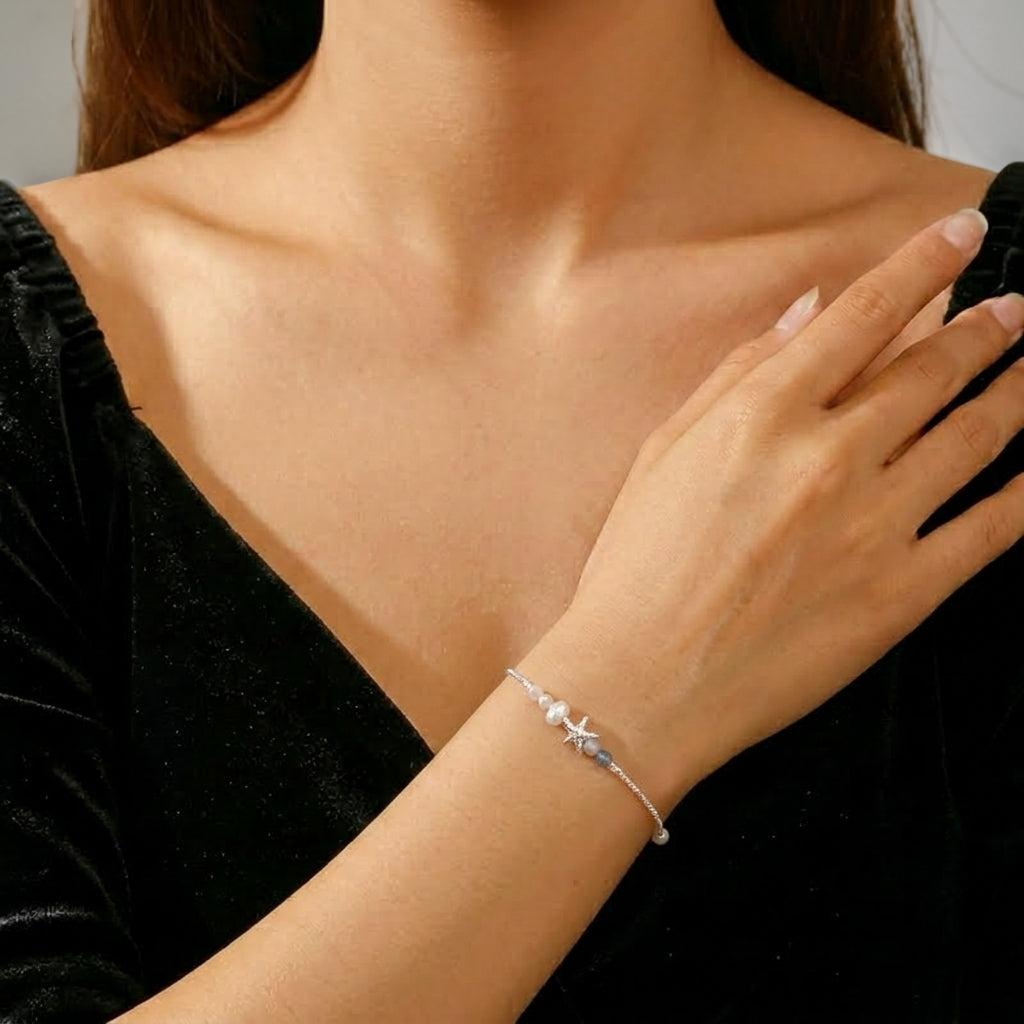 Bracelet Aigue-Marine – Vol Marin, Argent S925