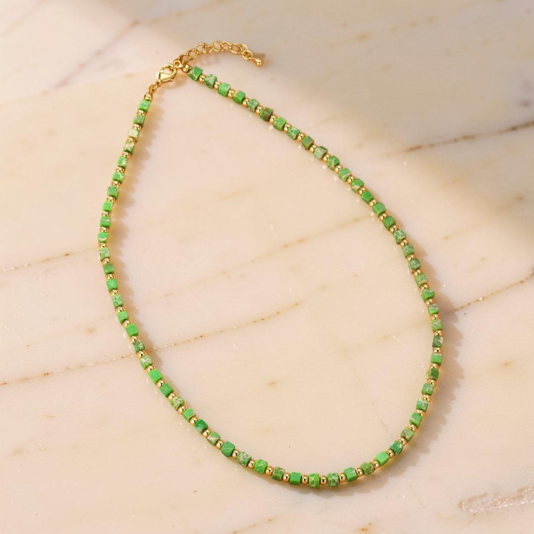 Collier/Bracelet Jaspe Rouge/Vert – Éclat Bohème