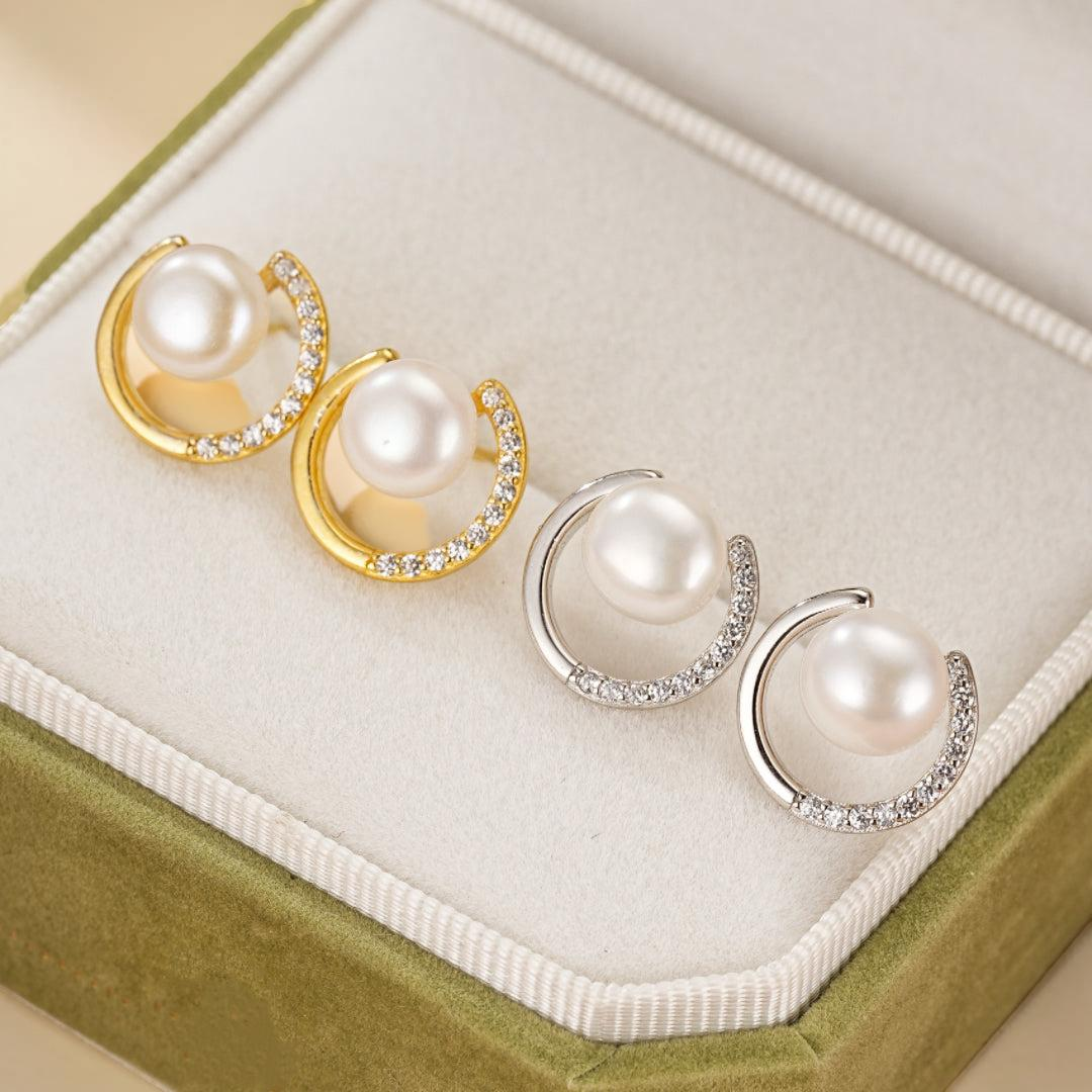 Boucles d’Oreilles Perle – Éclat Lunaire, Argent 925