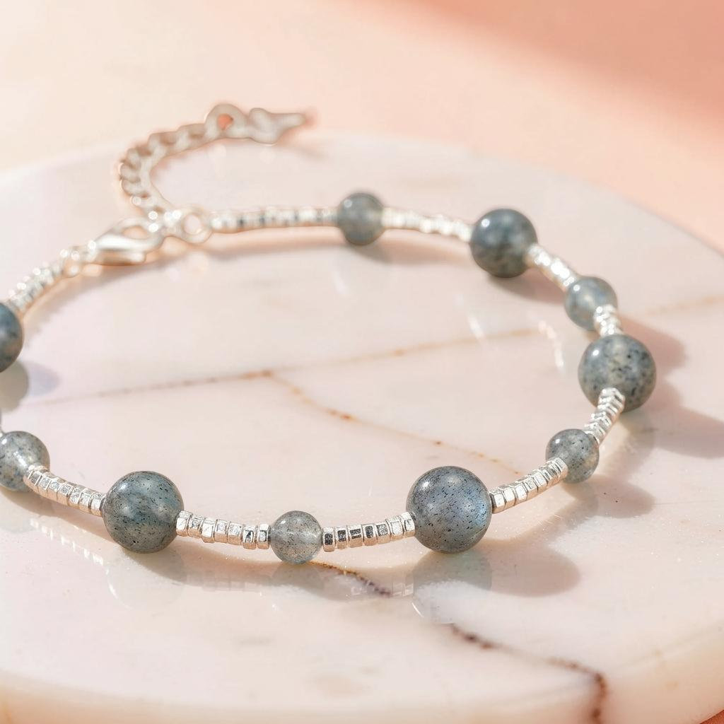 Bracelet Labradorite – Beauté Lunaire, Argent