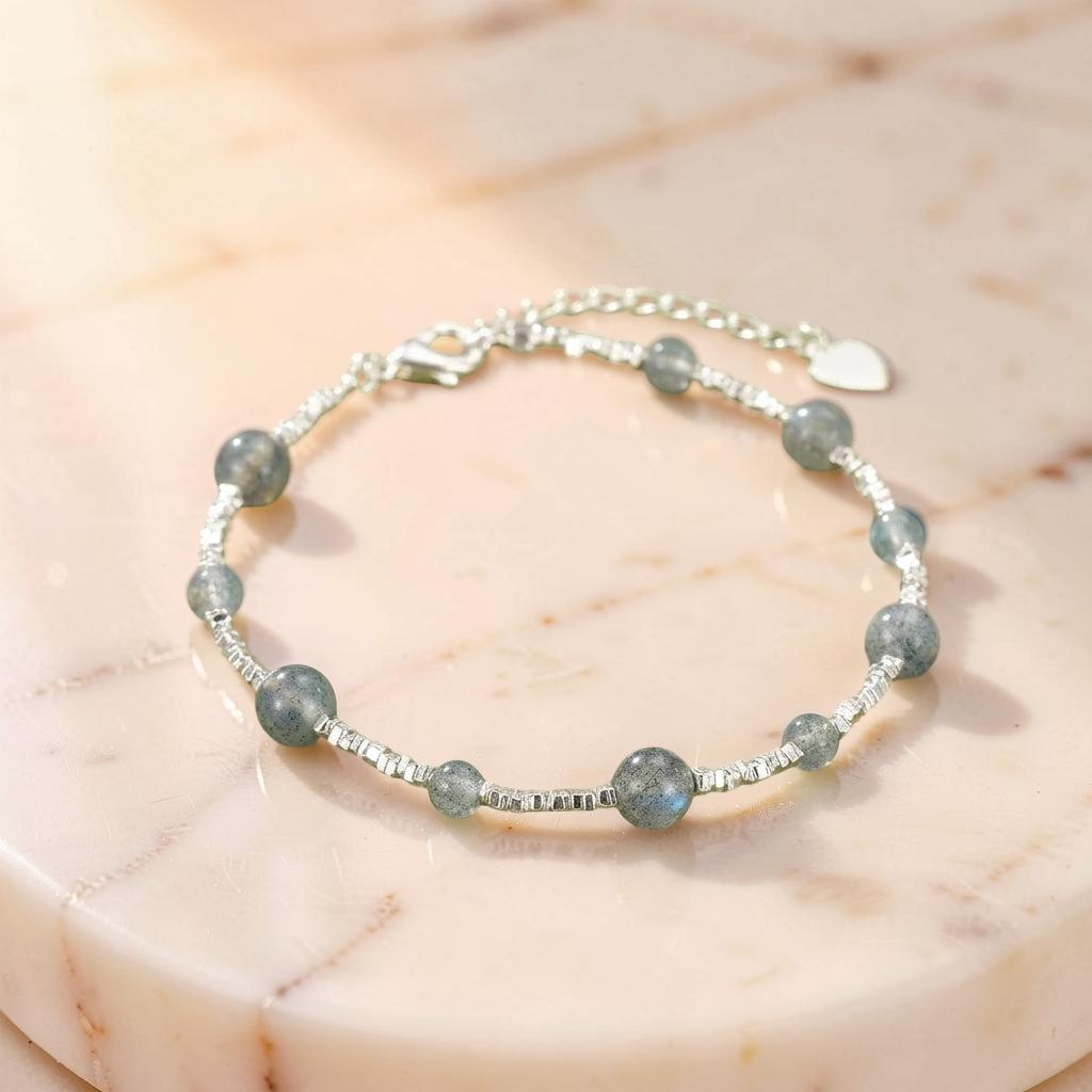Bracelet Labradorite – Beauté Lunaire, Argent
