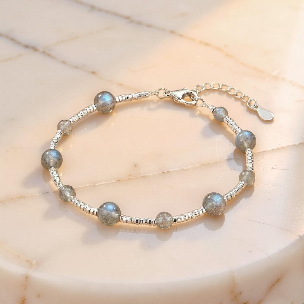 Bracelet Labradorite – Beauté Lunaire, Argent