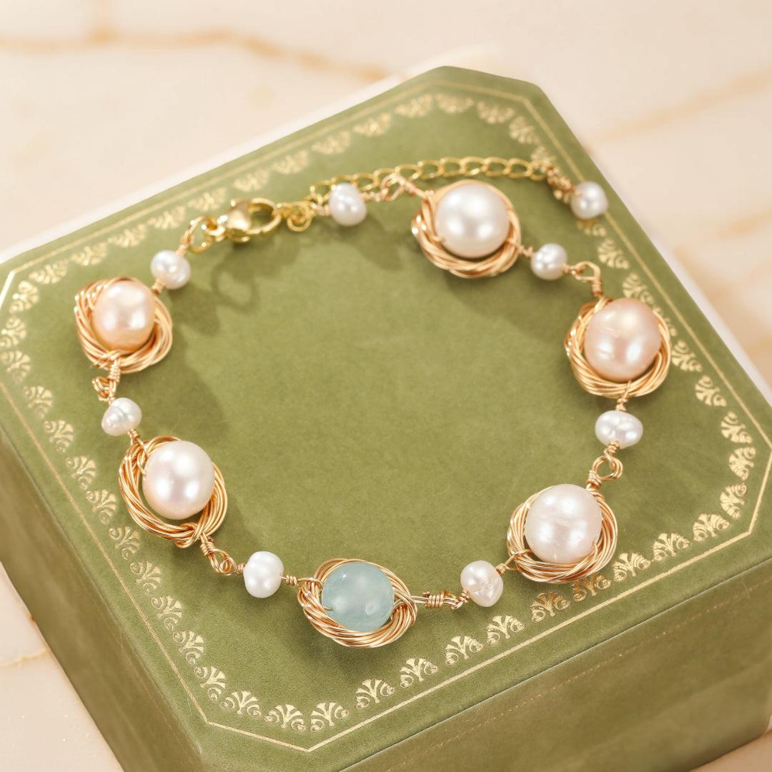 Bracelet Aigue-marine et Perle – Trésor Marin