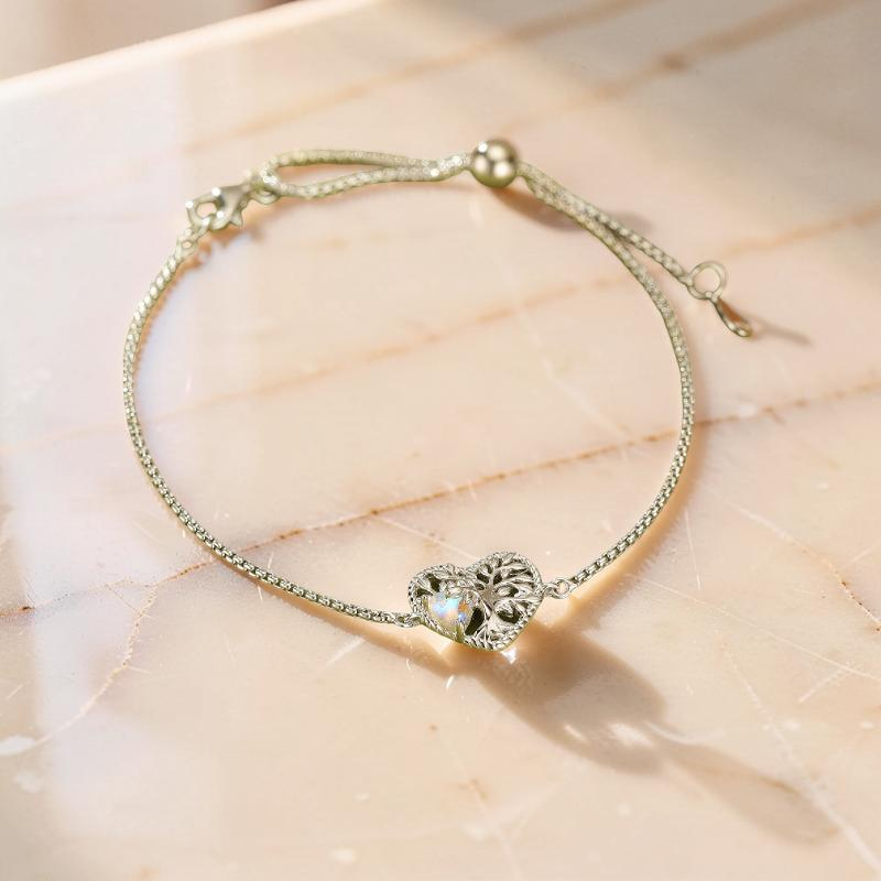 Bracelet Pierre de Lune Arbre de Vie – Nature Éternelle, Argent