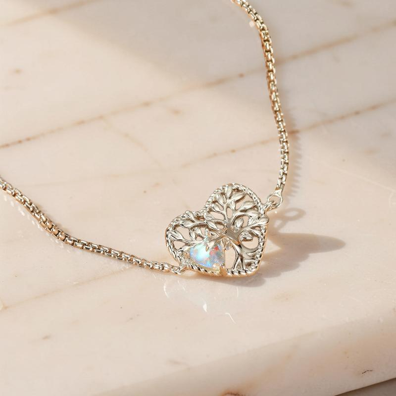 Bracelet Pierre de Lune Arbre de Vie – Nature Éternelle, Argent