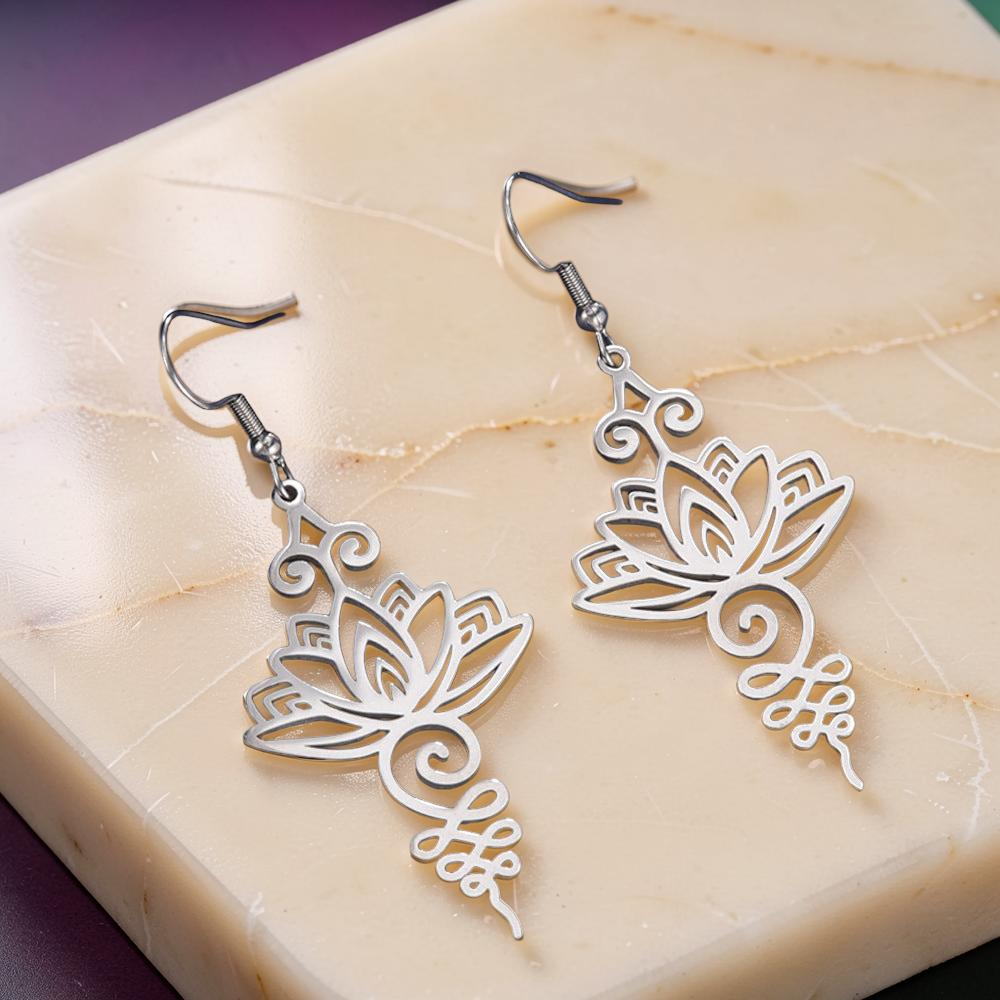 Boucles d'Oreilles Lotus Unalome – Élégance Fleurie