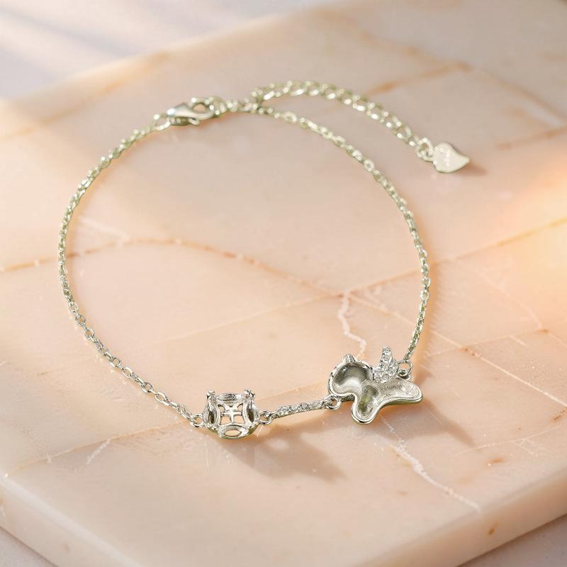 Bracelet Cristal de Roche – Porte-Bonheur Ailé, Argent