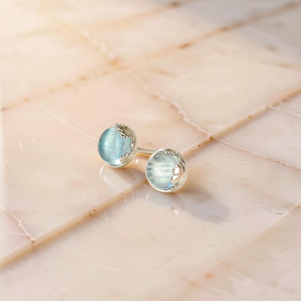 Boucles d'oreilles Aigue marine – Océan Serein, Argent