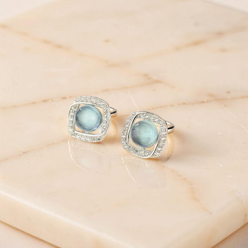 Boucles d'oreilles Aigue marine – Onde Marine, Argent
