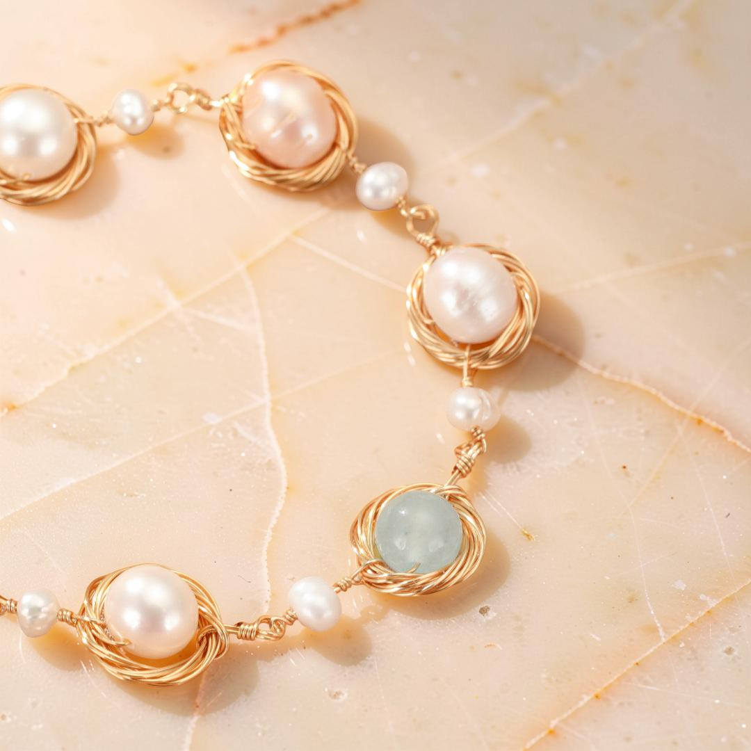 Bracelet Aigue-marine et Perle – Trésor Marin