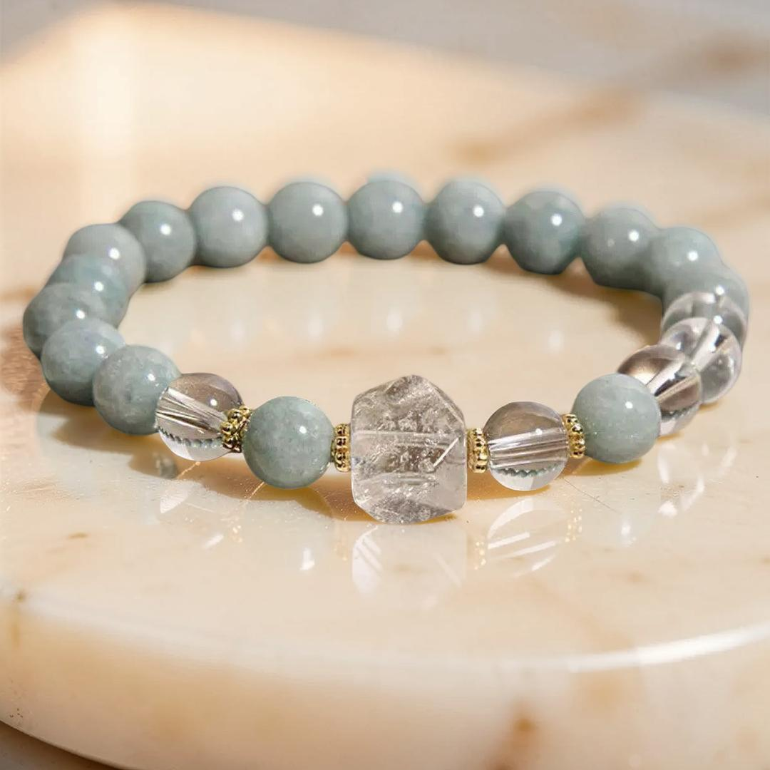 Bracelet Jade et Cristal de Roche – Clarté Céleste