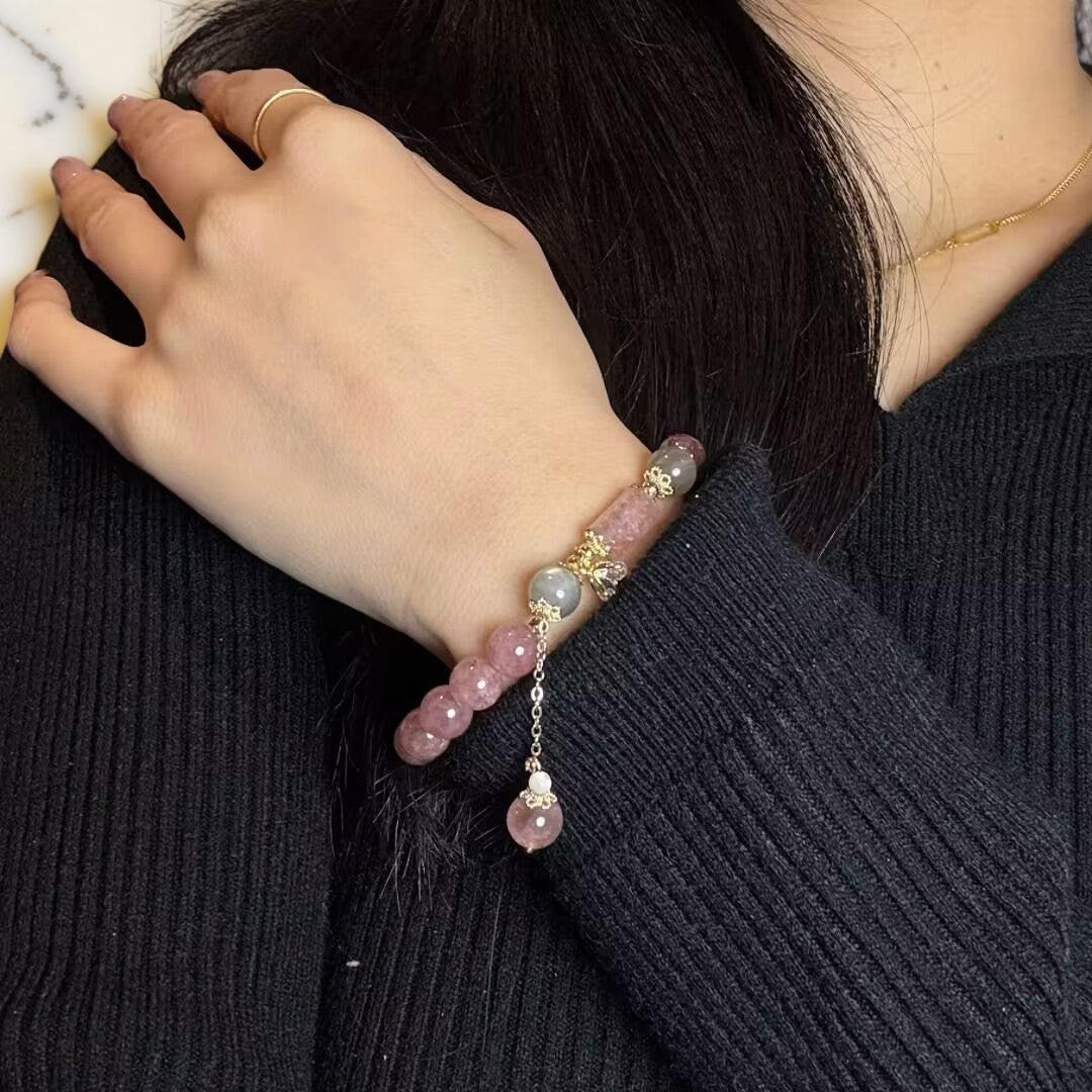 Bracelet Quartz Fraise – Douceur Rosée