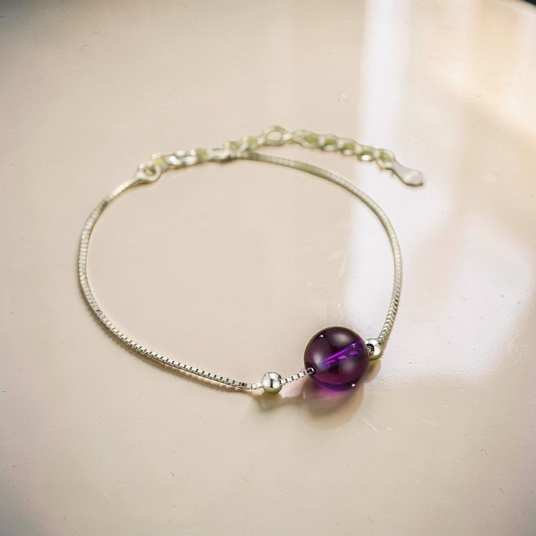 Bracelet Améthyste – Goutte de Douceur, Argent