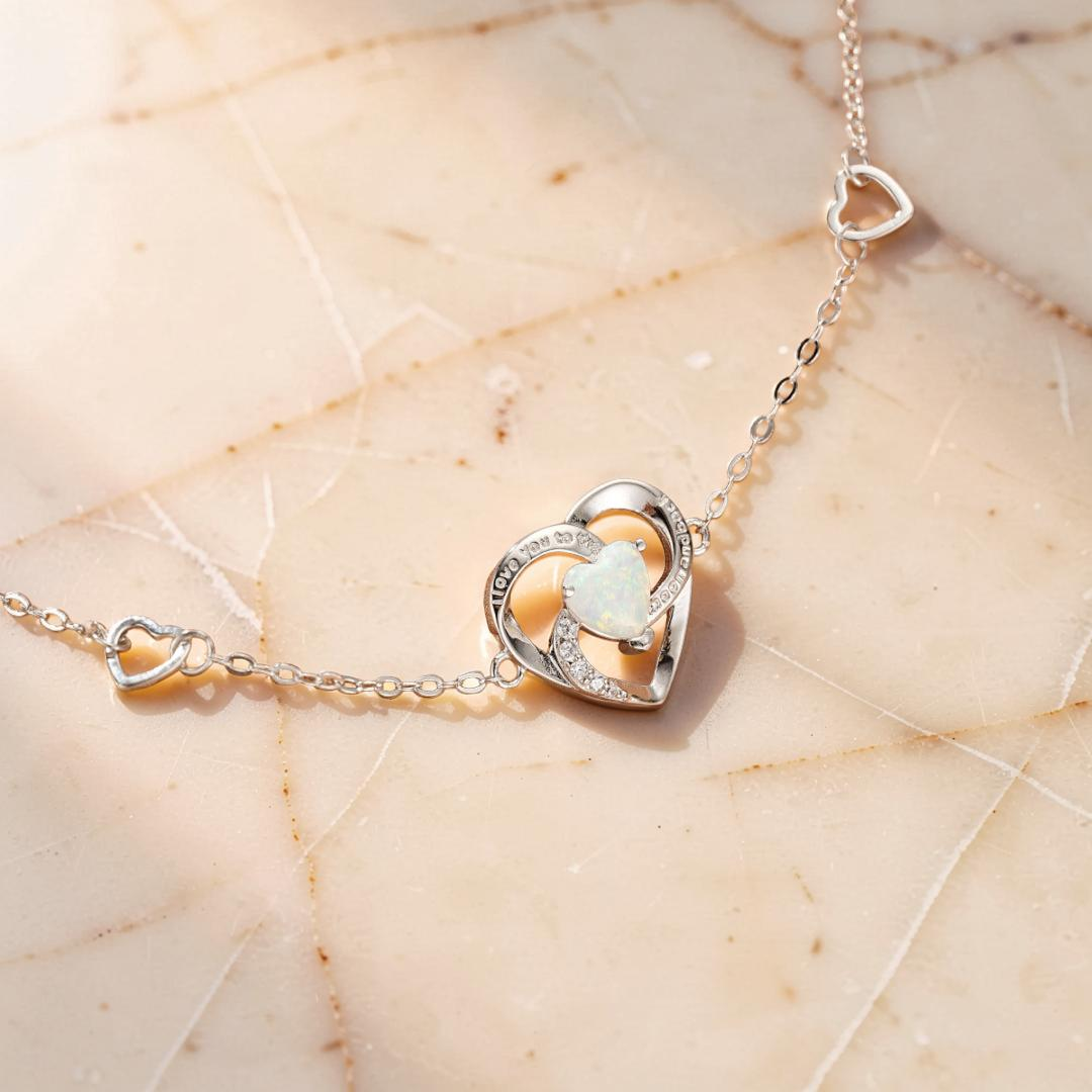 Bracelet Opale – Cœur Éternel, Argent