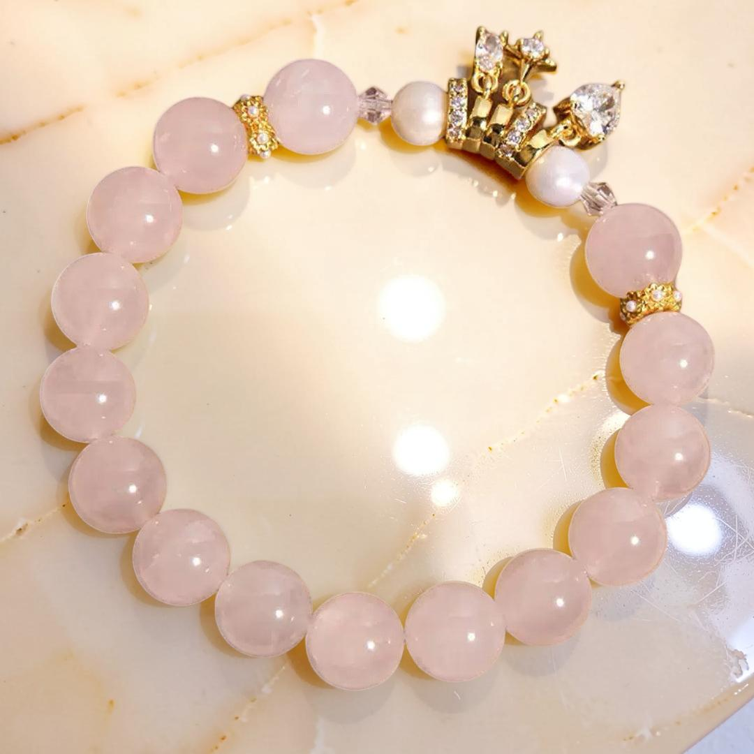 Bracelet Quartz Rose et Perle – Charme de Vénus