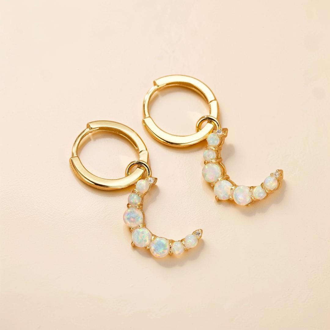 Boucle d’Oreille Opale – Douce Lueur, Argent 925 Plaqué Or 18K