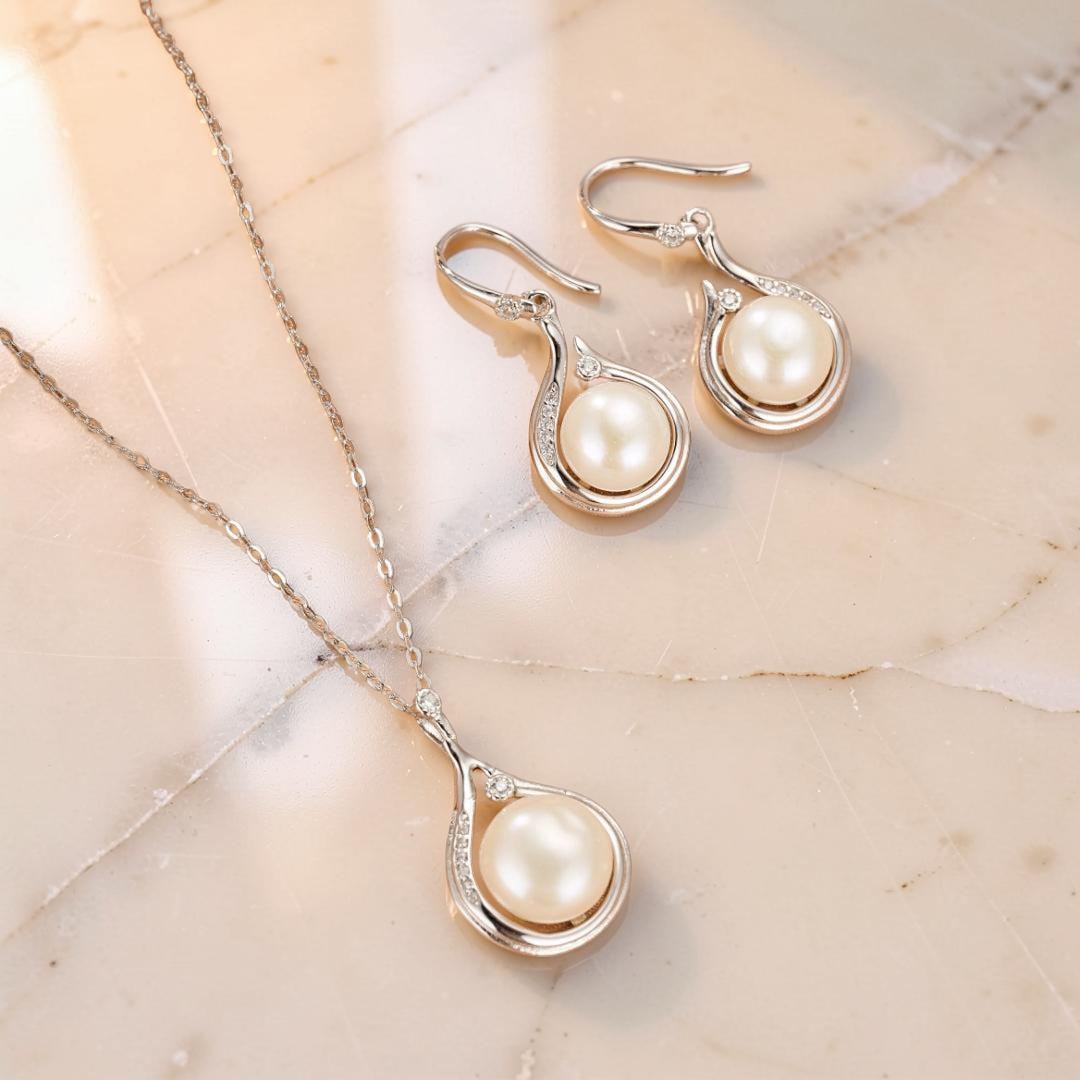 Boucles d'Oreilles Perle – Goutte Royale, Argent