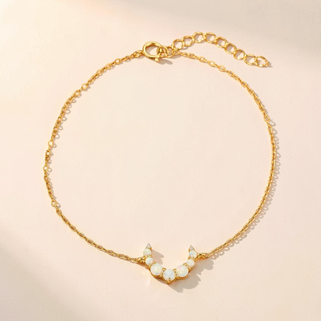 Bracelet Opale – Douce Lueur, Argent 925 Plaqué Or 18K