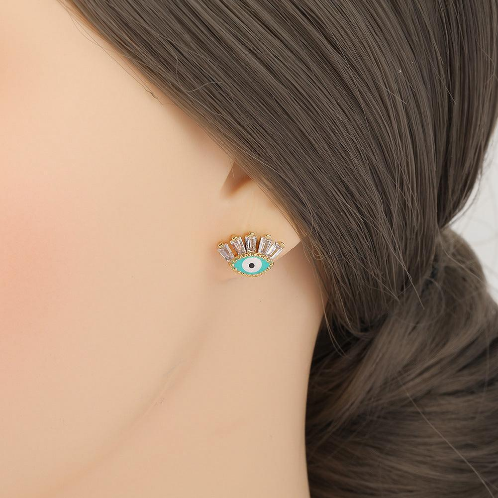 Boucle d’oreille Mauvais Œil Regard en Cristal