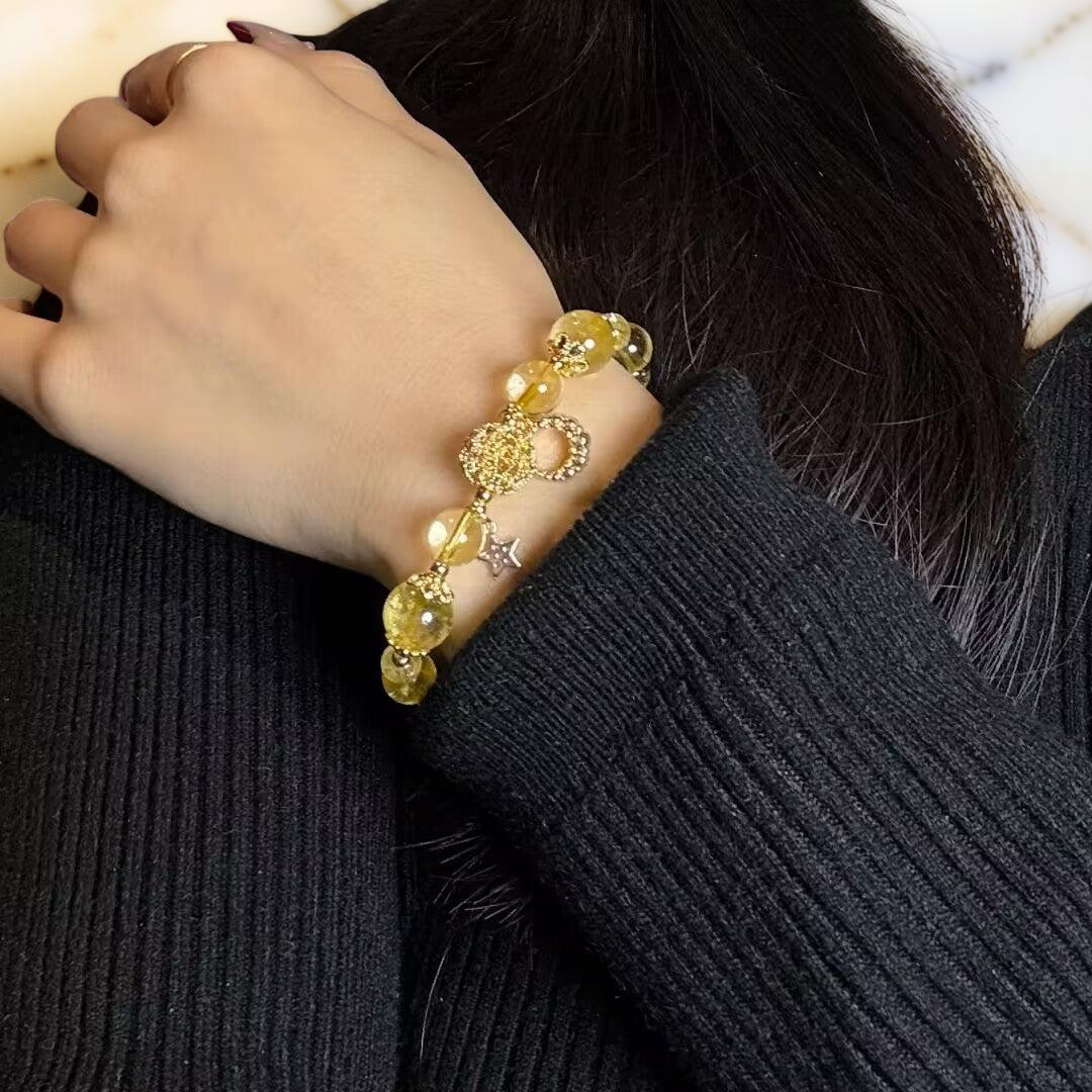 Bracelet Citrine Lune et Étoile – Rêveur