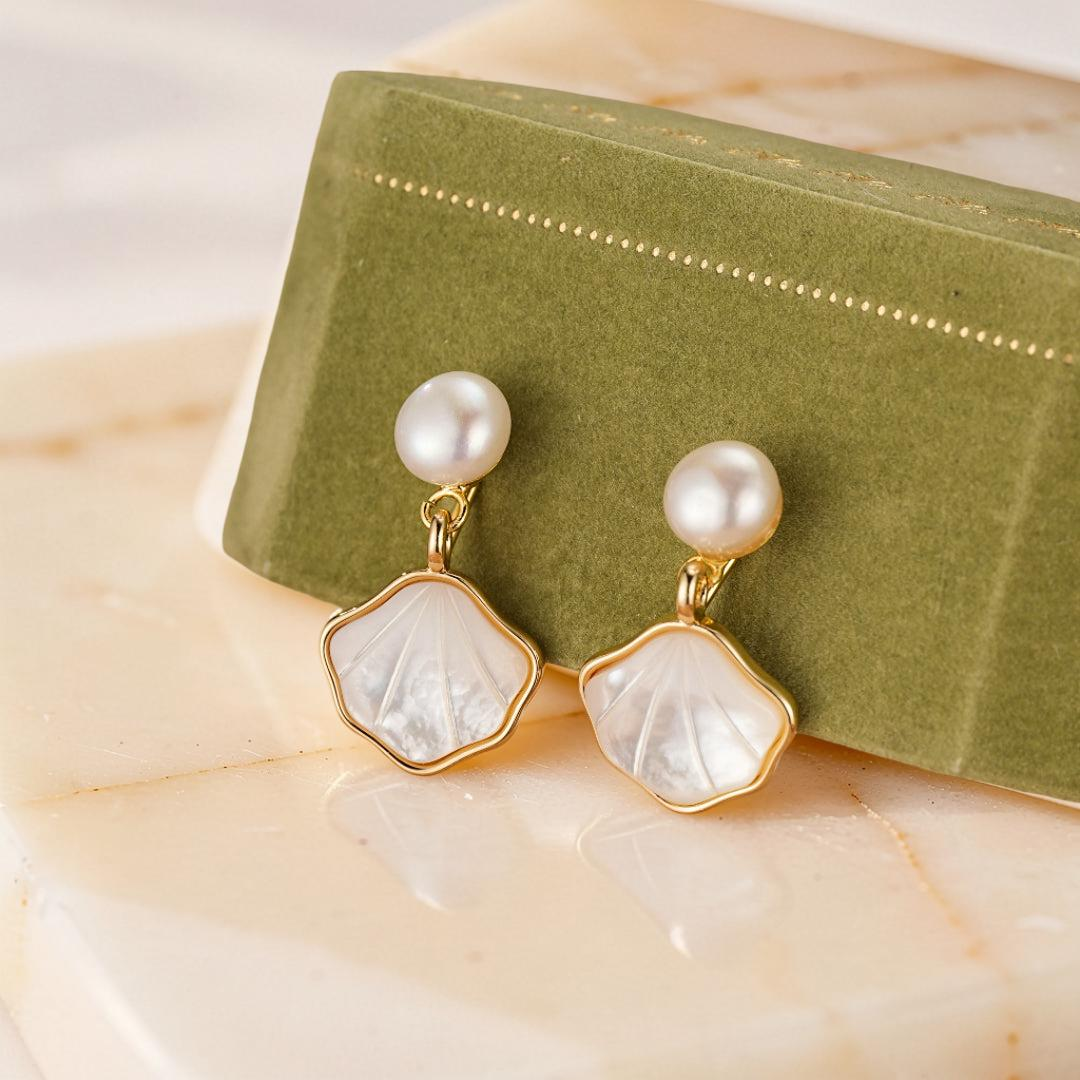 Boucles d’Oreilles Perle – Éclat Marin
