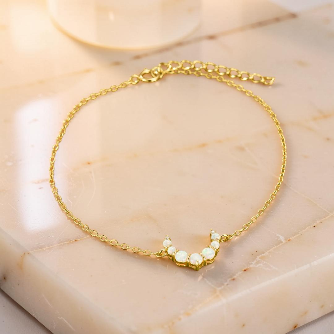 Bracelet Opale – Douce Lueur, Argent 925 Plaqué Or 18K