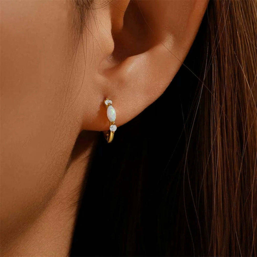 Boucles d'Oreilles Opale – Halo Intemporel, Argent