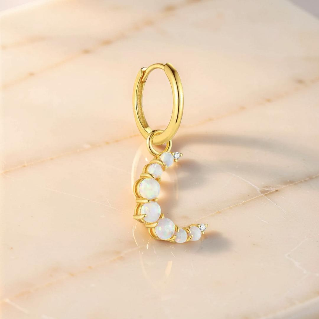 Boucle d’Oreille Opale – Douce Lueur, Argent 925 Plaqué Or 18K