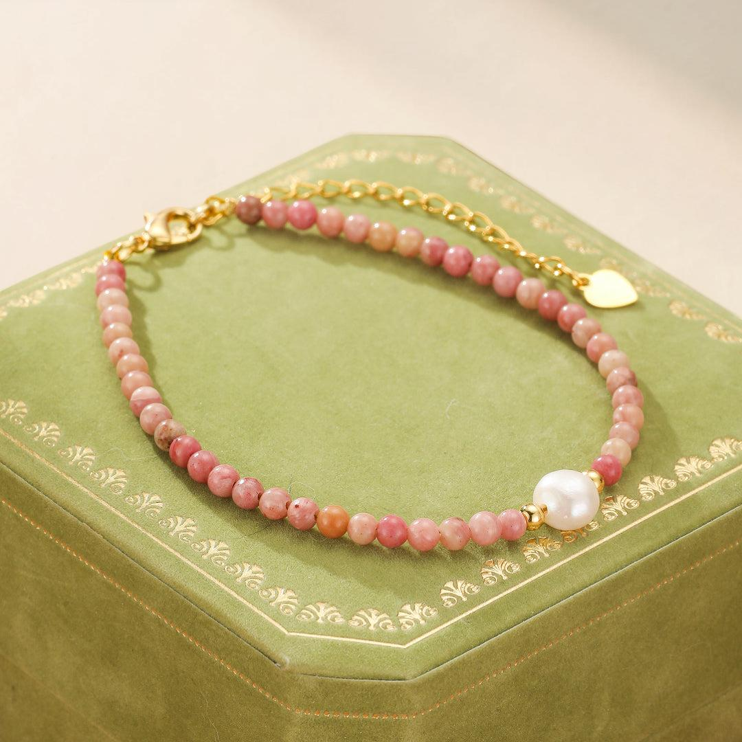 Bracelet Rhodonite et Perles – Élégance Rose