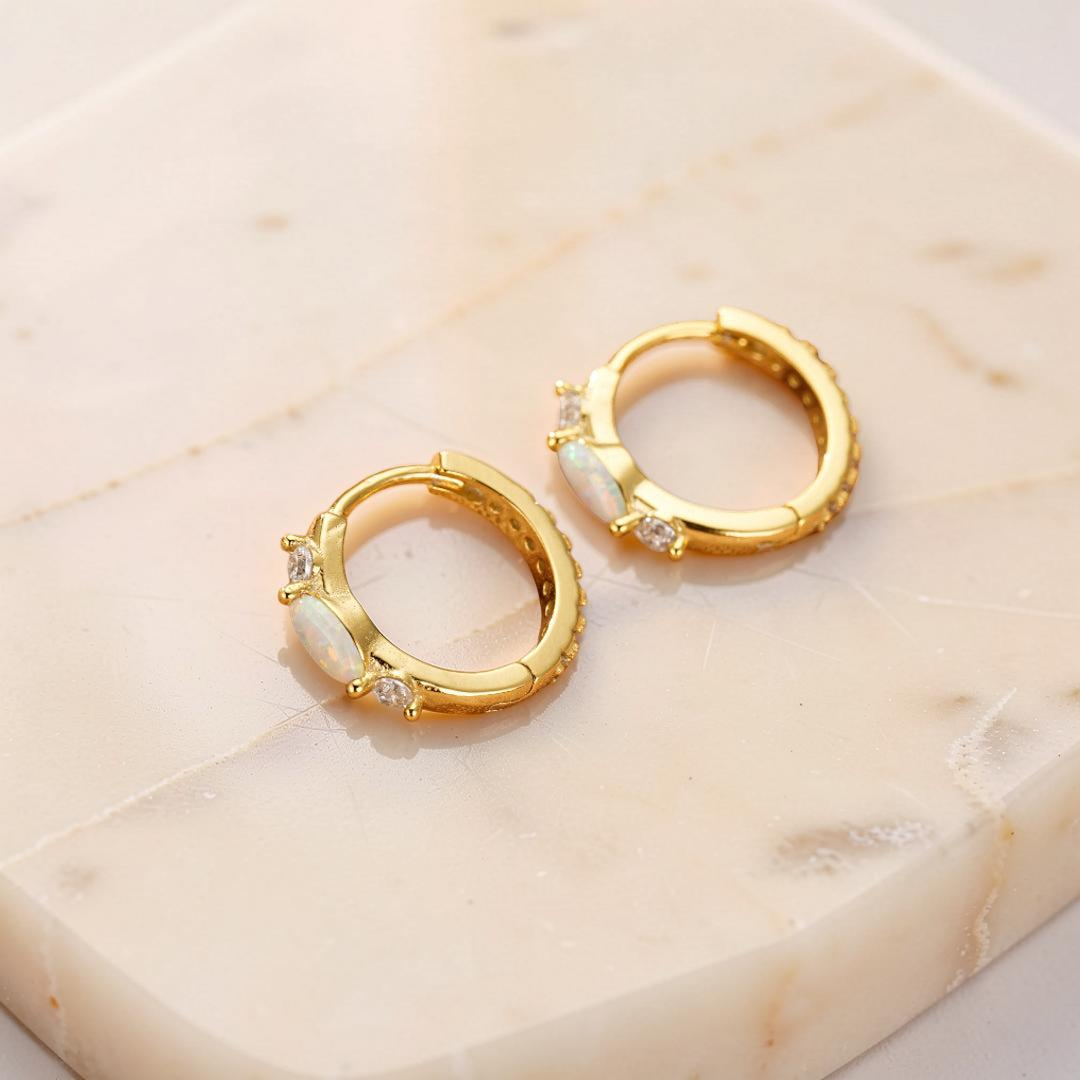 Boucles d'Oreilles Opale – Halo Intemporel, Argent
