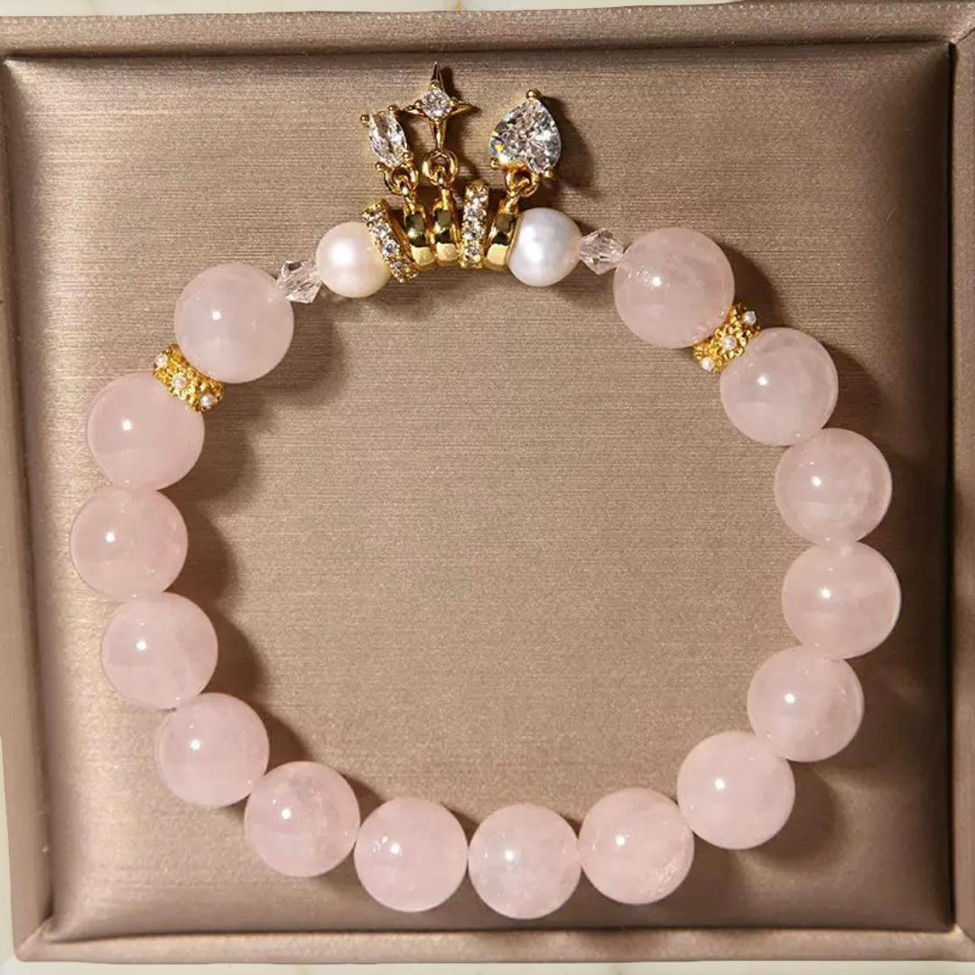 Bracelet Quartz Rose et Perle – Charme de Vénus